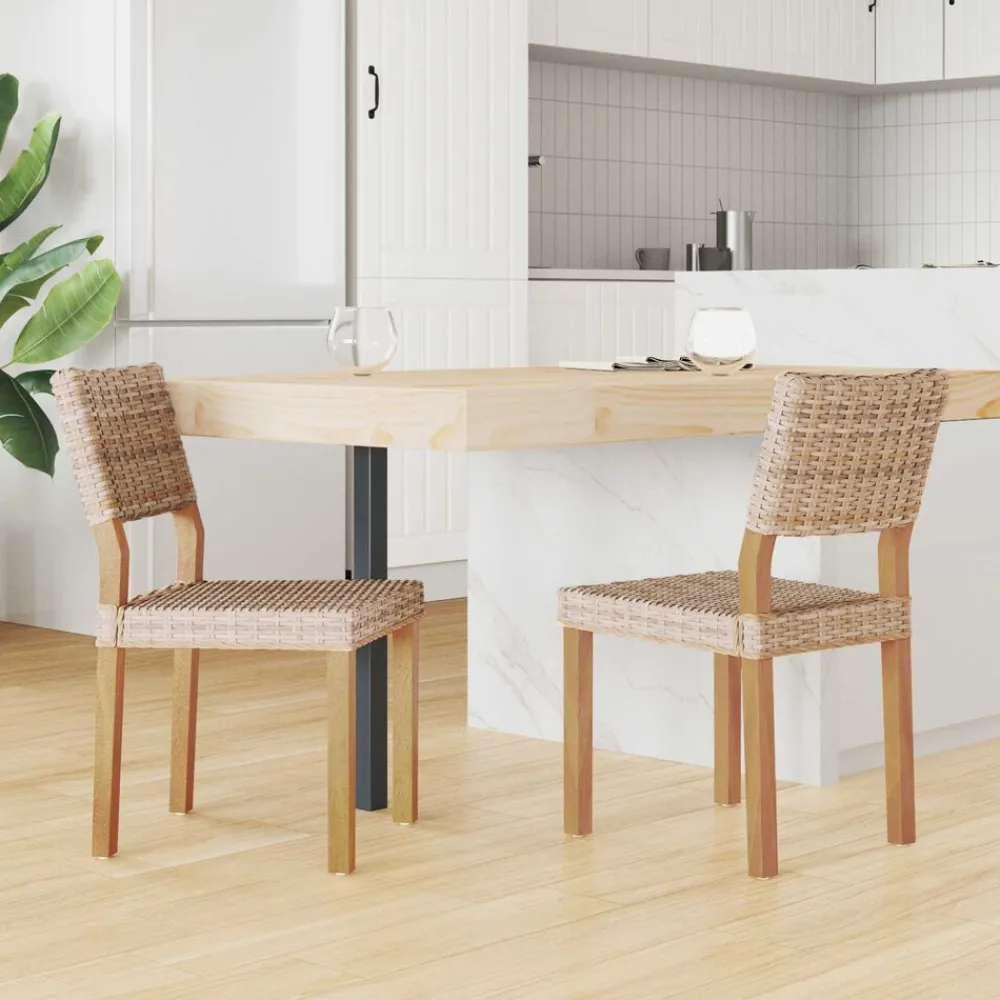 vidaXL Silla de comedor 2 pcs 46 x 55 x 84 cm Ratán Kubu Natural