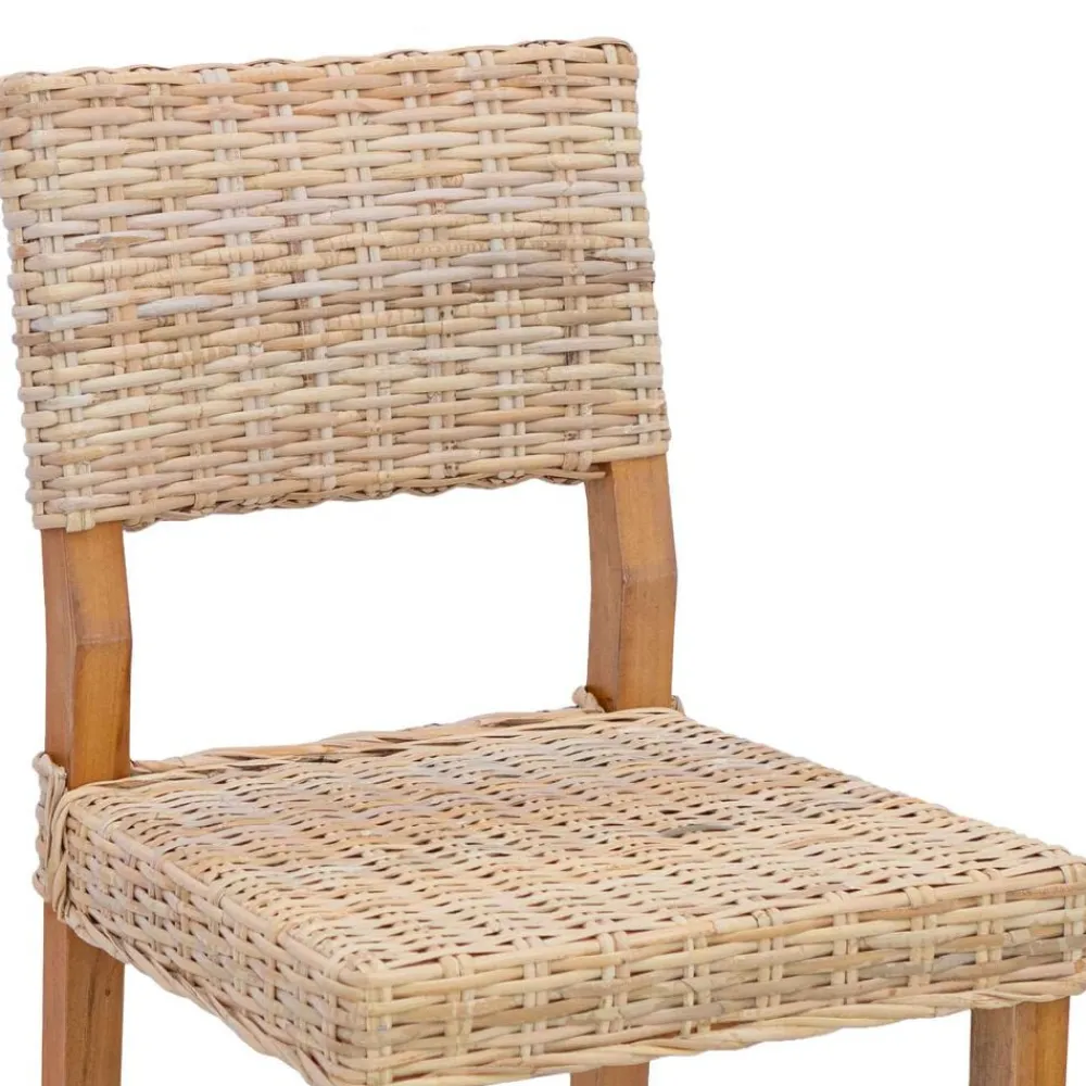 vidaXL Silla de comedor 2 pcs 46 x 55 x 84 cm Ratán Kubu Natural