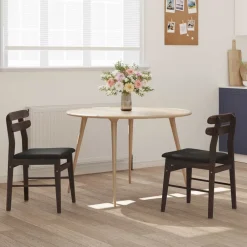 vidaXL Silla de comedor 2 pcs Marrón claro y negro marr&oacute;n claro y negro Discount
