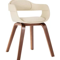 vidaXL Sillas-Silla de comedor de madera curvada y cuero artificial
