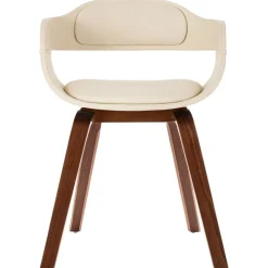 vidaXL Sillas-Silla de comedor de madera curvada y cuero artificial