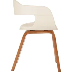 vidaXL Sillas-Silla de comedor de madera curvada y cuero artificial