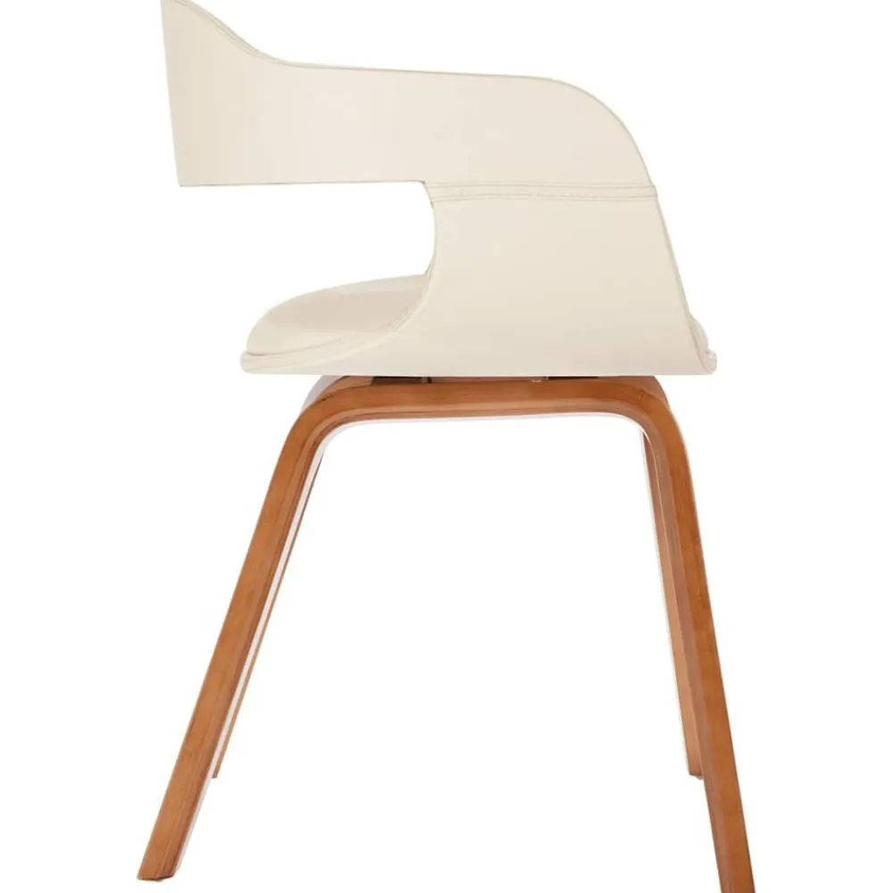 vidaXL Sillas-Silla de comedor de madera curvada y cuero artificial