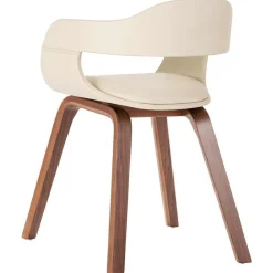 vidaXL Sillas-Silla de comedor de madera curvada y cuero artificial