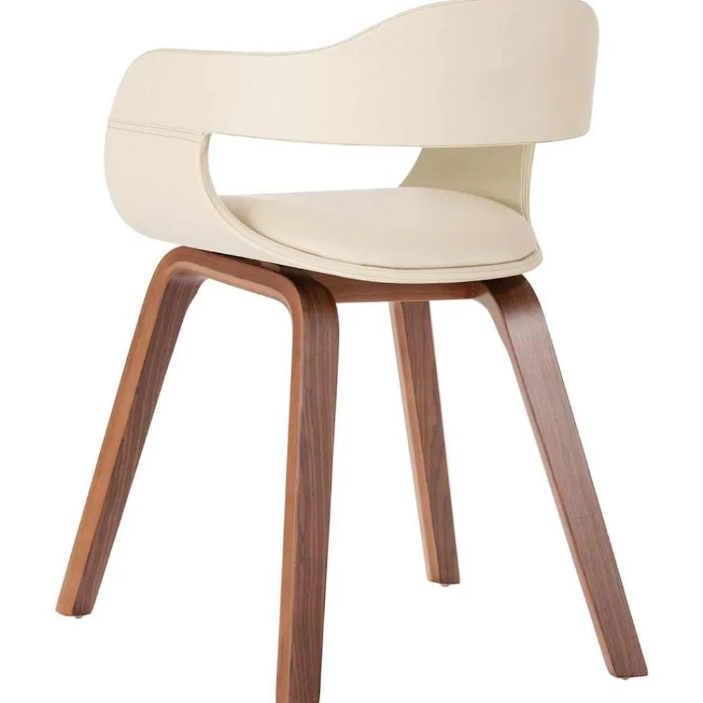 vidaXL Sillas-Silla de comedor de madera curvada y cuero artificial