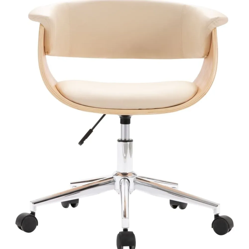 vidaXL Sillas-Silla de comedor giratoria madera curvada cuero sintético
