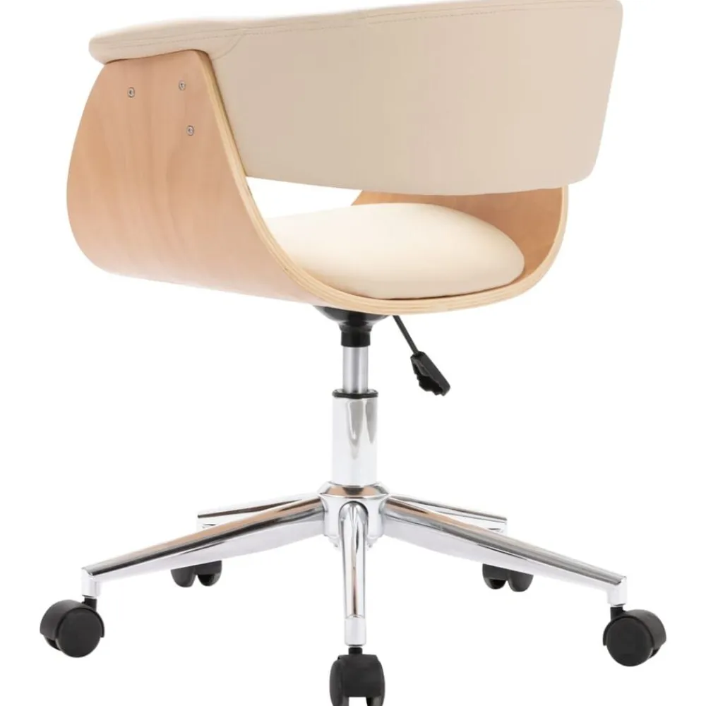 vidaXL Sillas-Silla de comedor giratoria madera curvada cuero sintético