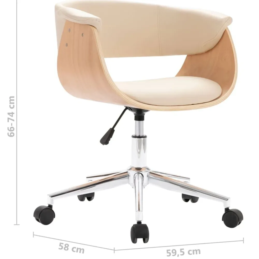 vidaXL Sillas-Silla de comedor giratoria madera curvada cuero sintético