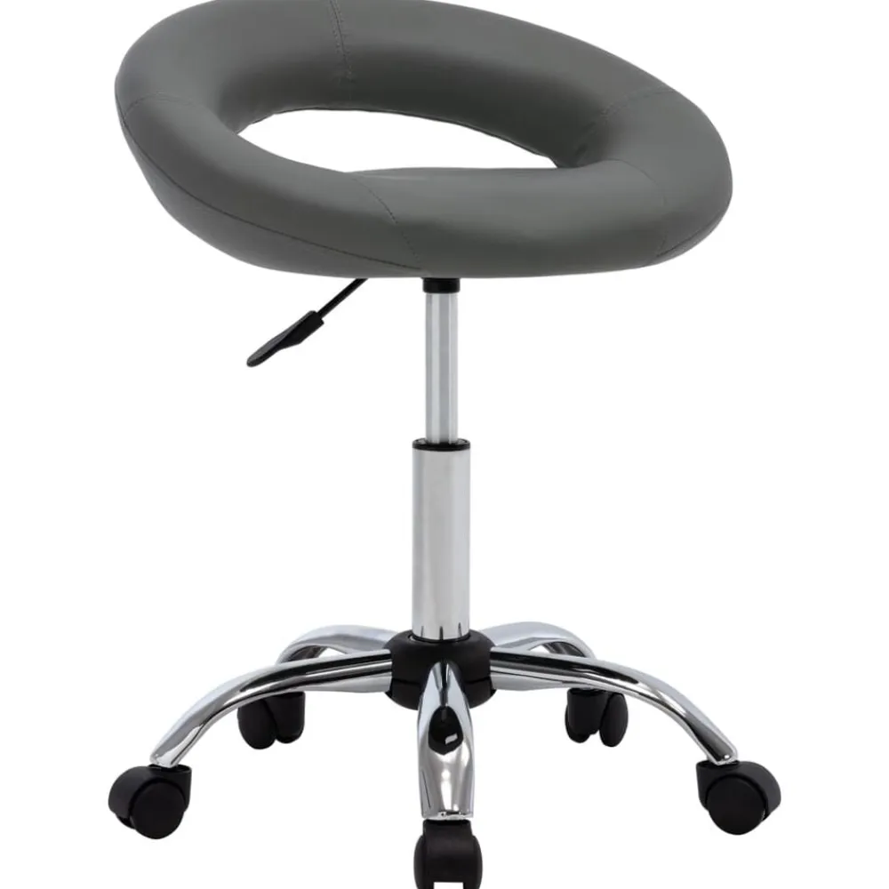 vidaXL Silla de comedor giratoria de cuero sintética Gris