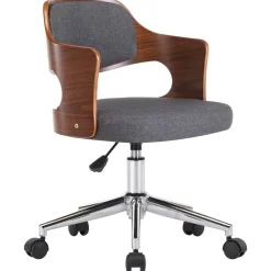 vidaXL Silla de comedor giratoria de madera curvada y tela Gris Outlet