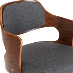 vidaXL Silla de comedor giratoria de madera curvada y tela Gris Outlet
