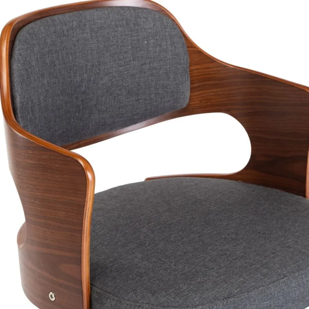vidaXL Silla de comedor giratoria de madera curvada y tela Gris Outlet