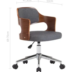 vidaXL Silla de comedor giratoria de madera curvada y tela Gris Outlet