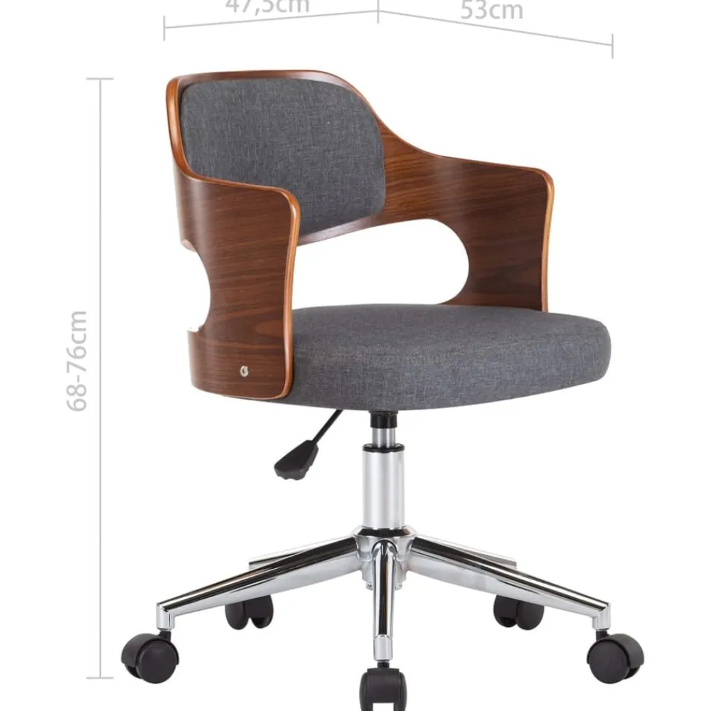 vidaXL Silla de comedor giratoria de madera curvada y tela Gris Outlet