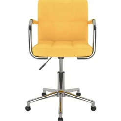 vidaXL Sillas-Silla de comedor giratoria de tela amarilla mostaza