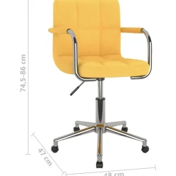 vidaXL Sillas-Silla de comedor giratoria de tela amarilla mostaza