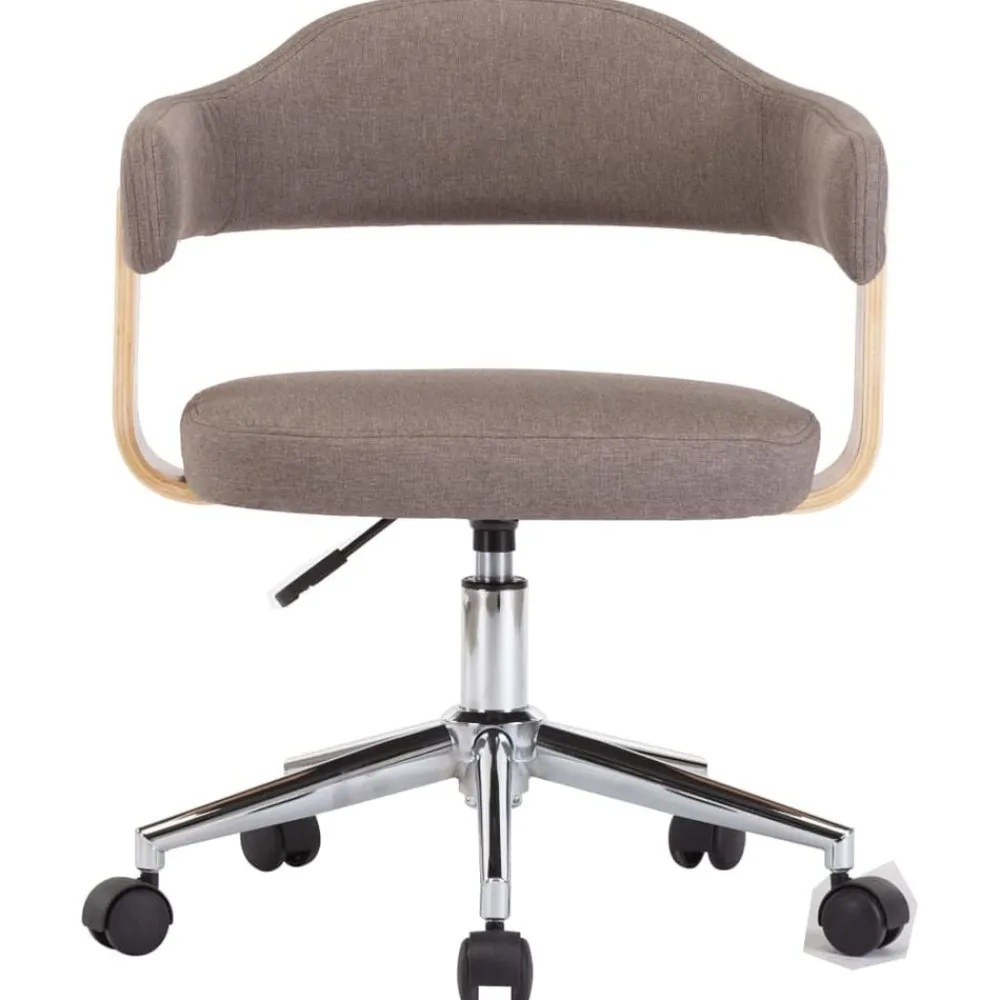 vidaXL Sillas-Silla de comedor giratoria de madera curvada y tela gris taupe