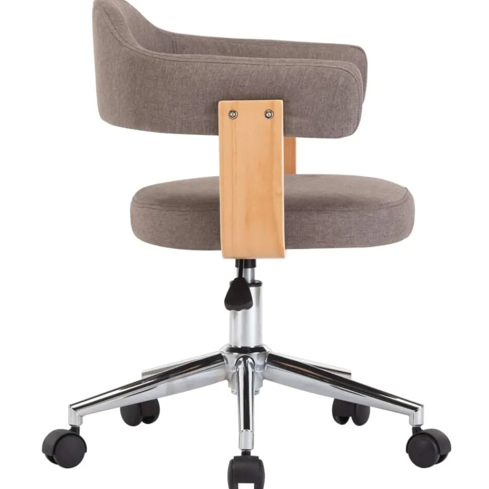 vidaXL Sillas-Silla de comedor giratoria de madera curvada y tela gris taupe