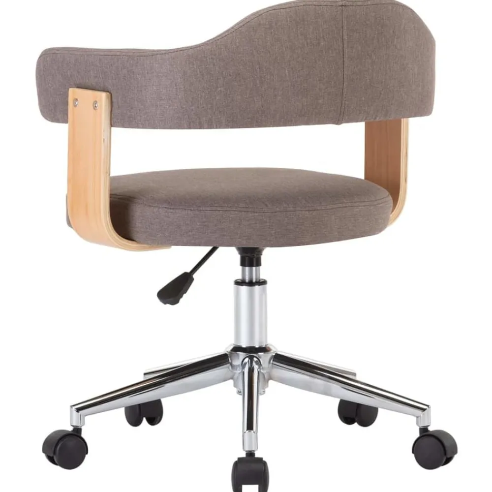 vidaXL Sillas-Silla de comedor giratoria de madera curvada y tela gris taupe