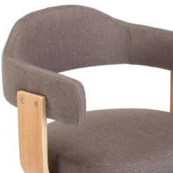 vidaXL Sillas-Silla de comedor giratoria de madera curvada y tela gris taupe