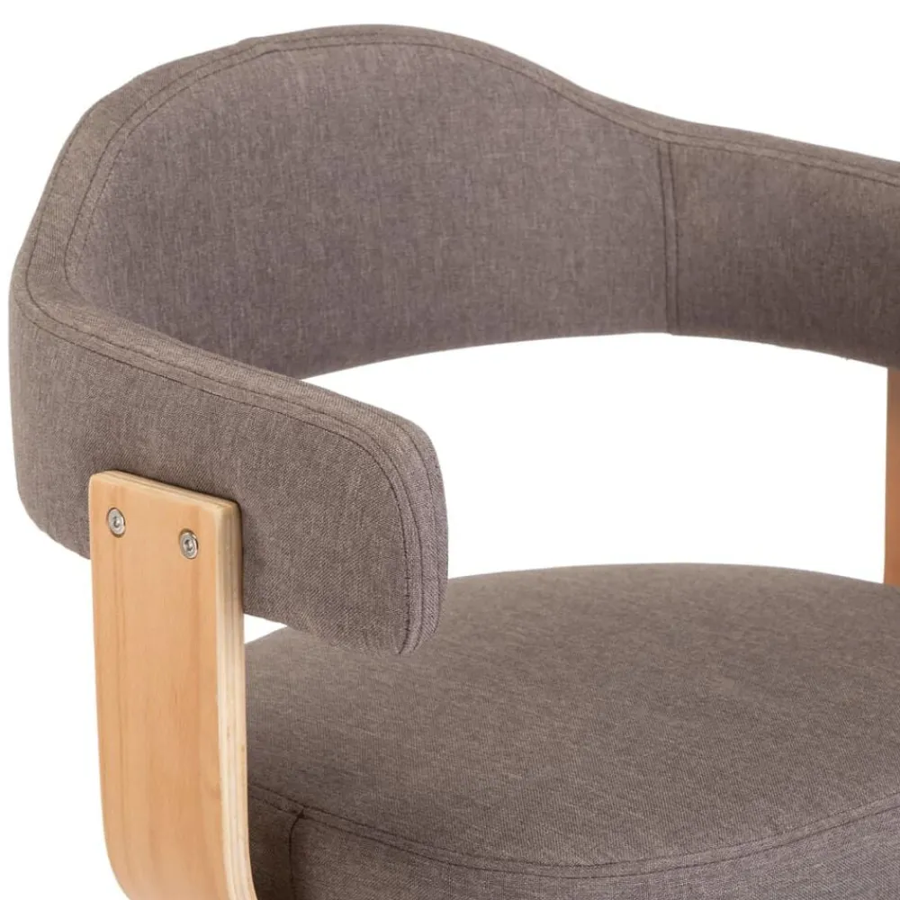 vidaXL Sillas-Silla de comedor giratoria de madera curvada y tela gris taupe