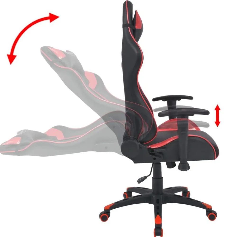 vidaXL Mobiliario De Oficina-Silla de escritorio reclinable Racing de cuero artificial roja