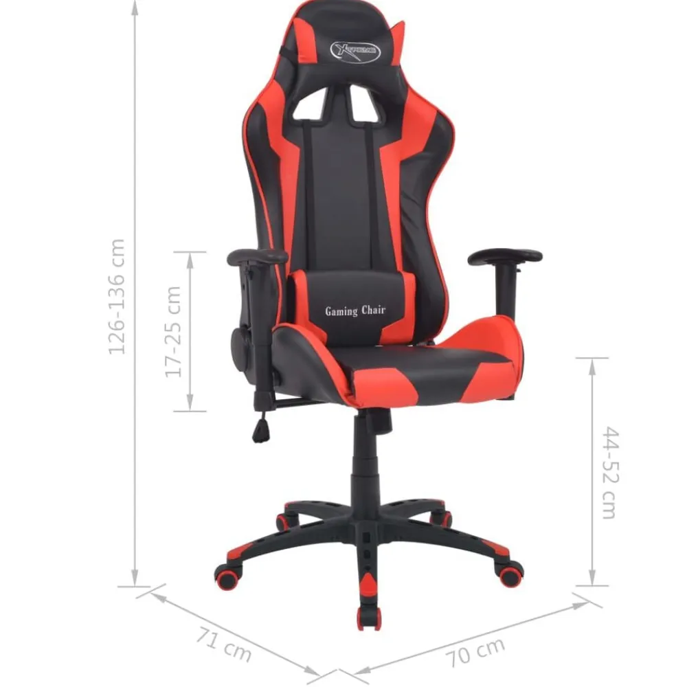 vidaXL Mobiliario De Oficina-Silla de escritorio reclinable Racing de cuero artificial roja