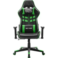 vidaXL Silla de gaming de cuero sintético Negro y verde Discount