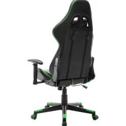 vidaXL Silla de gaming de cuero sintético Negro y verde Discount