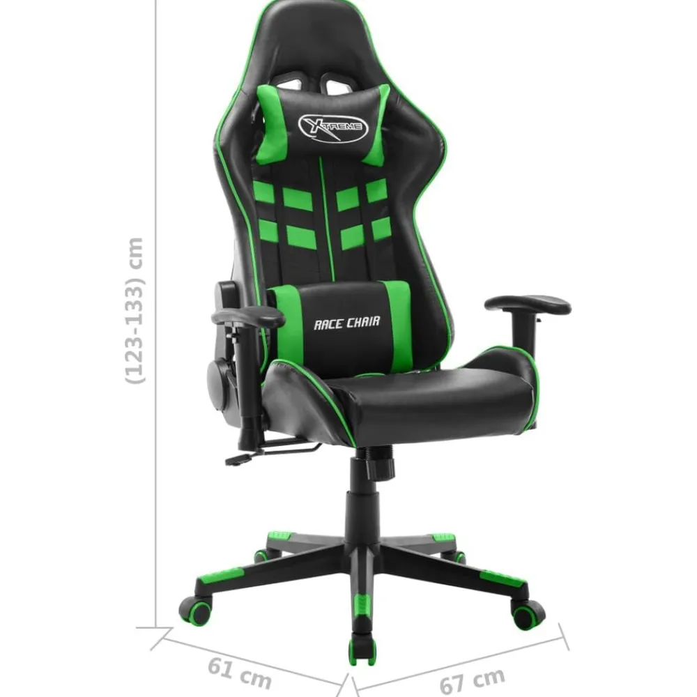 vidaXL Silla de gaming de cuero sintético Negro y verde Discount
