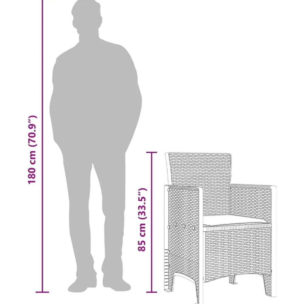 vidaXL Silla de Jardín 2 pcs Antracita 53 x 49 x 85 cm Polipropileno Discount