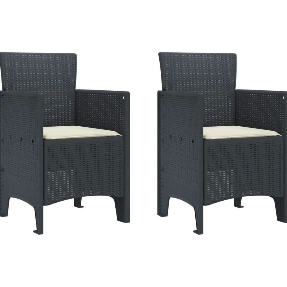 vidaXL Silla de Jardín 2 pcs Antracita 53 x 49 x 85 cm Polipropileno New