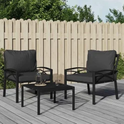 vidaXL Muebles De Jardín-Silla de jardín acero con cojines 68x76x79 cm