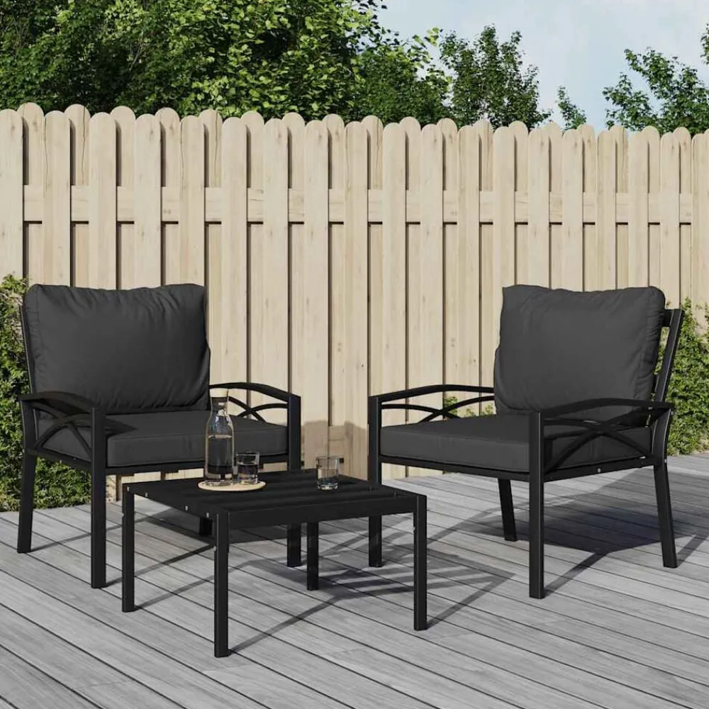 vidaXL Muebles De Jardín-Silla de jardín acero con cojines 68x76x79 cm