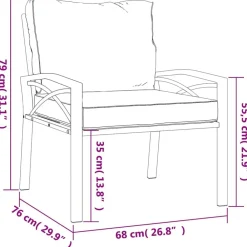 vidaXL Muebles De Jardín-Silla de jardín acero con cojines 68x76x79 cm