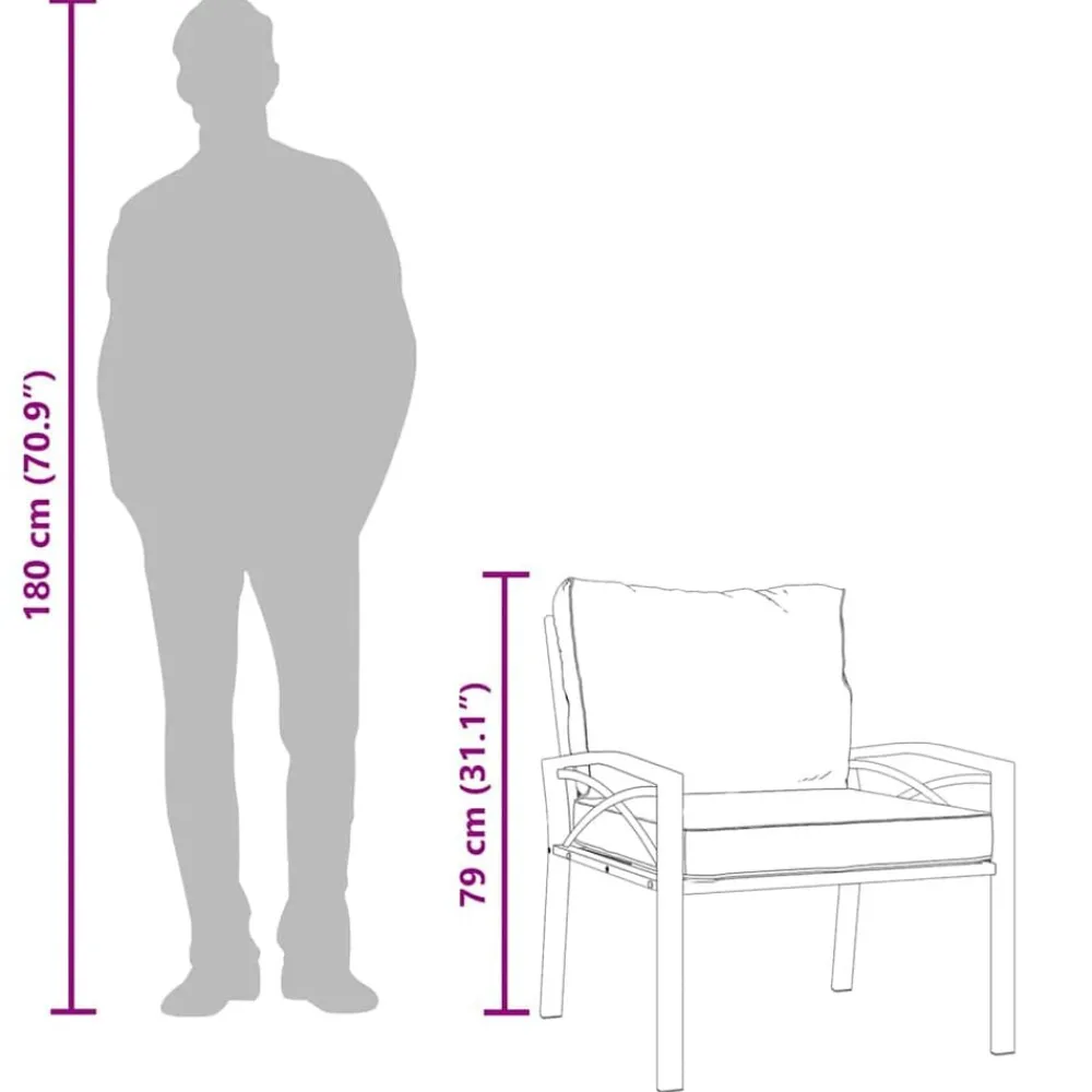 vidaXL Muebles De Jardín-Silla de jardín acero con cojines 68x76x79 cm