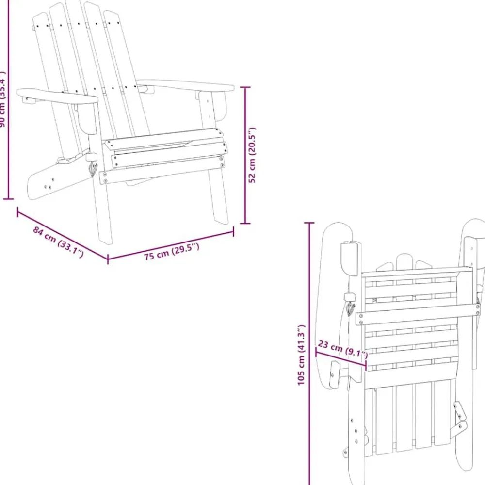 vidaXL Muebles De Jardín-Silla de jardín Adirondack de madera maciza de acacia