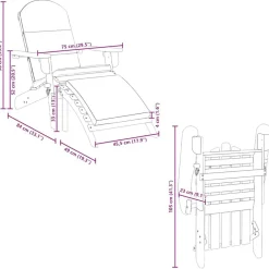 vidaXL Muebles De Jardín-Silla de jardín Adirondack con reposapiés madera maciza acacia
