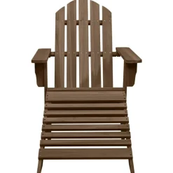vidaXL Muebles De Jardín-Silla de jardín con otomana de madera marrón