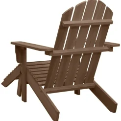 vidaXL Muebles De Jardín-Silla de jardín con otomana de madera marrón