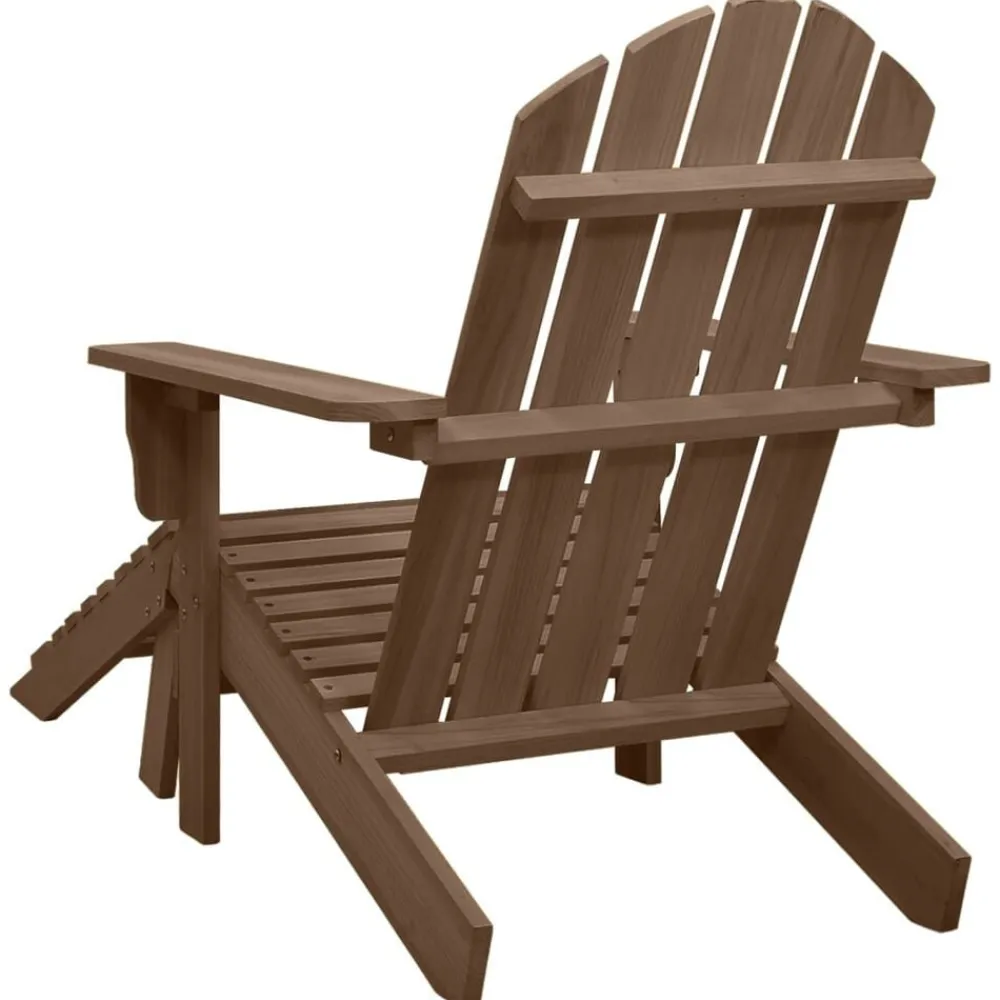 vidaXL Muebles De Jardín-Silla de jardín con otomana de madera marrón