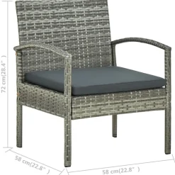 vidaXL Muebles De Jardín-Silla de jardín con cojín ratán sintético