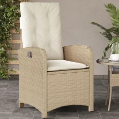 vidaXL Muebles De Jardín-Silla de jardín reclinable con cojines ratán sintético