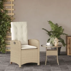 vidaXL Muebles De Jardín-Silla de jardín reclinable con cojines ratán sintético