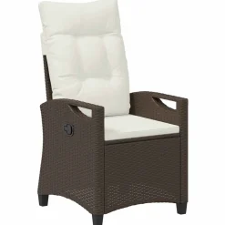 vidaXL Muebles De Jardín-Silla de jardín reclinable Marrón y crema 56 x 60 x 112 cm