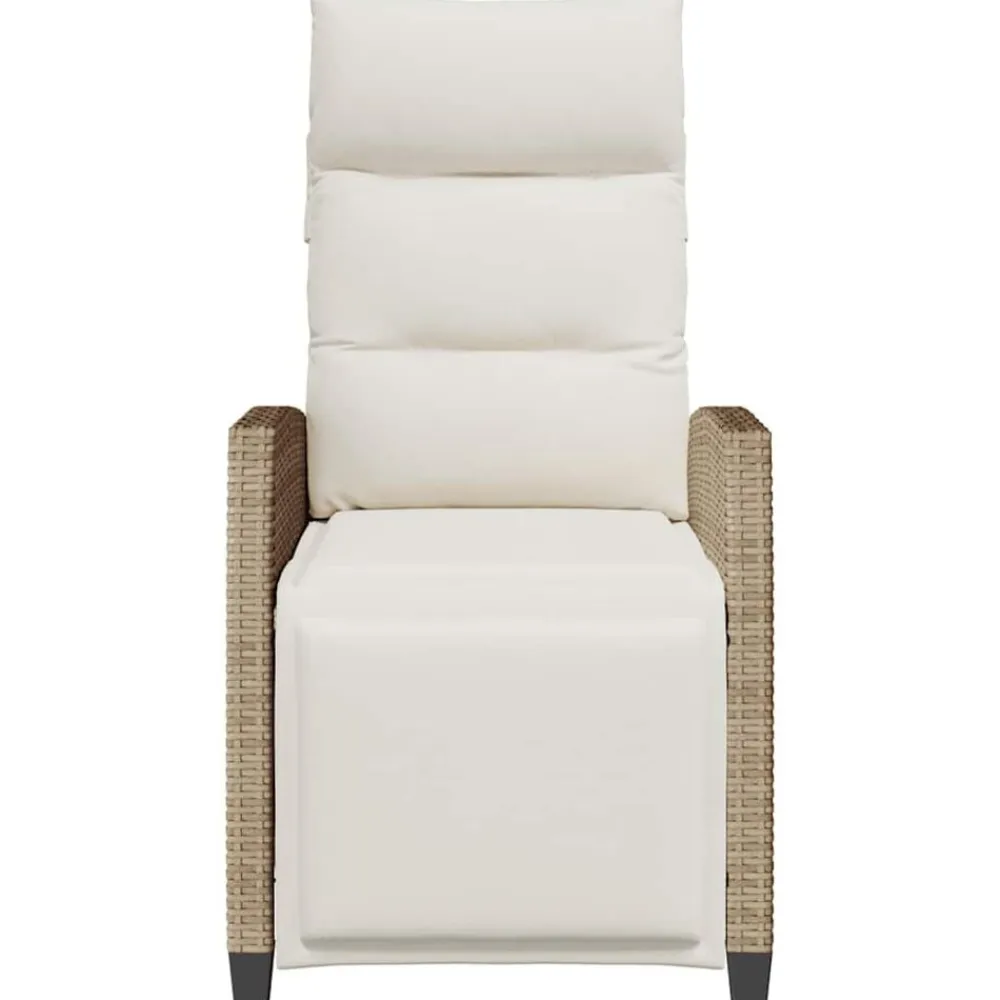 vidaXL Silla de jardín reclinable con mesa auxiliar ratán beige beige y crema Outlet