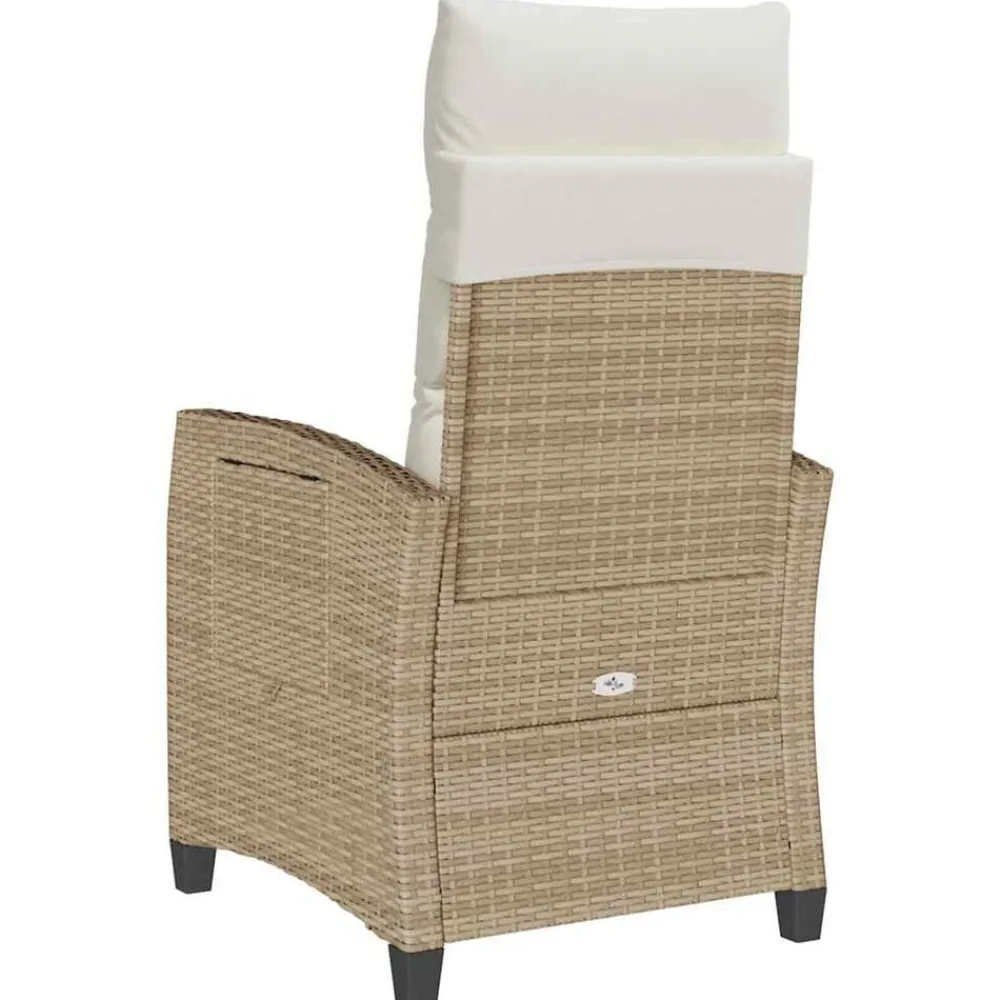 vidaXL Silla de jardín reclinable con mesa auxiliar ratán beige beige y crema Outlet