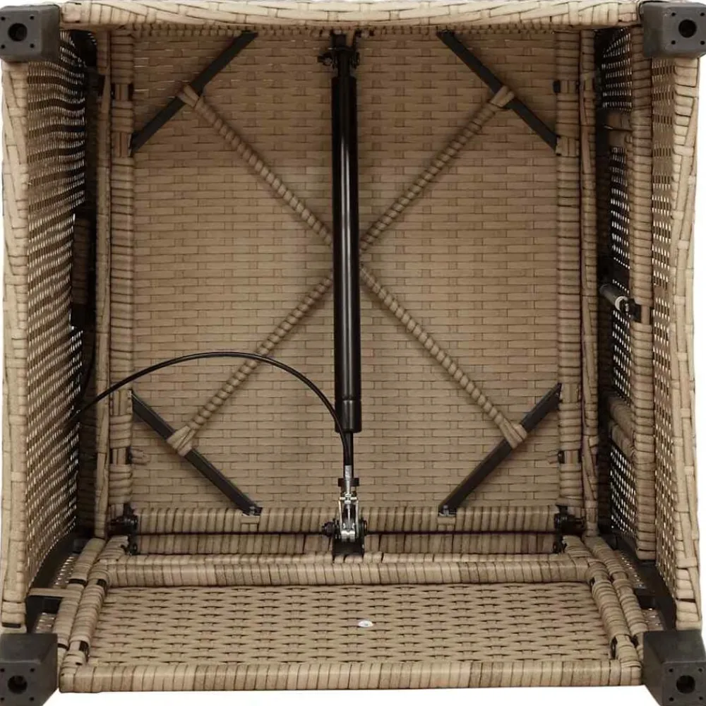 vidaXL Silla de jardín reclinable con mesa auxiliar ratán beige beige y crema Outlet