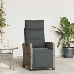 vidaXL Muebles De Jardín-Silla de jardín reclinable con mesa auxiliar ratán