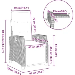 vidaXL Muebles De Jardín-Silla de jardín reclinable con mesa auxiliar ratán